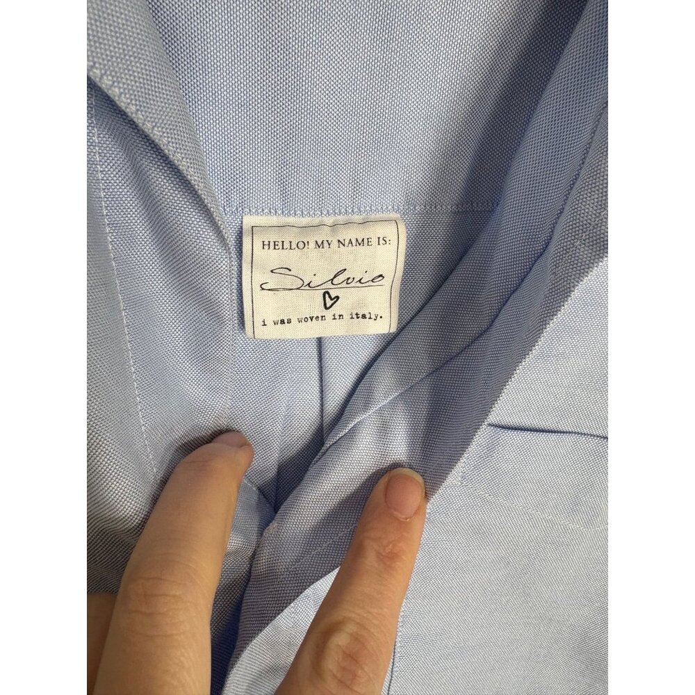 Frank & Eileen The Silvio Untuckable Shirt in Blue/White-sz Large - Picture 6 of 10